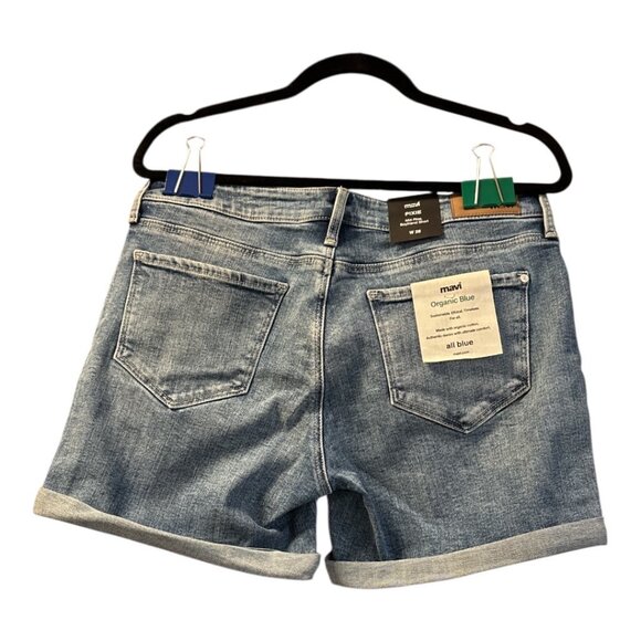 Mavi Pixie Mid-Rise Light Ripped Organic Blue Shorts - Size 28 - Picture 2 of 3